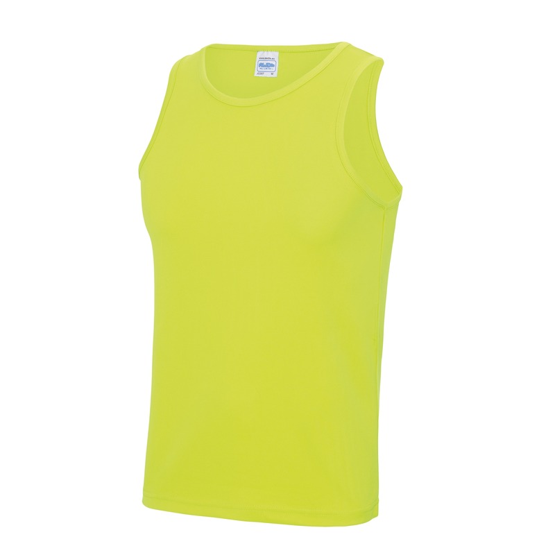 Sportkleding sneldrogende mouwloze shirts neon geel voor mannen heren