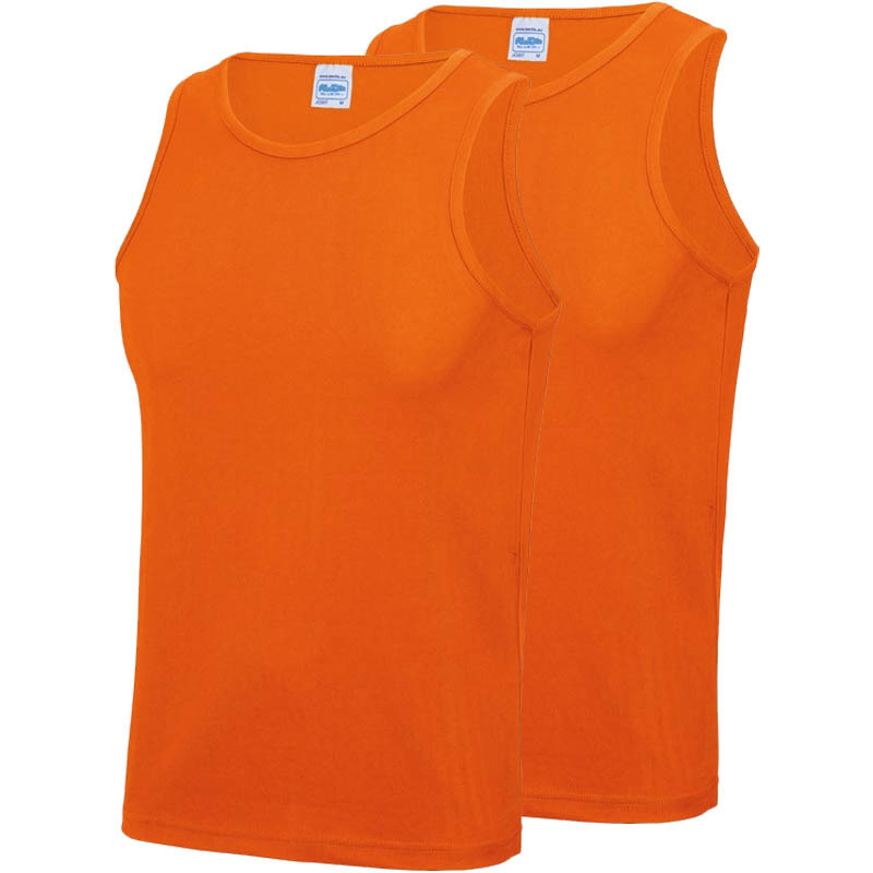 Multipack 2x maat s sportkleding sneldrogende mouwloze shirts oranje voor mannen heren