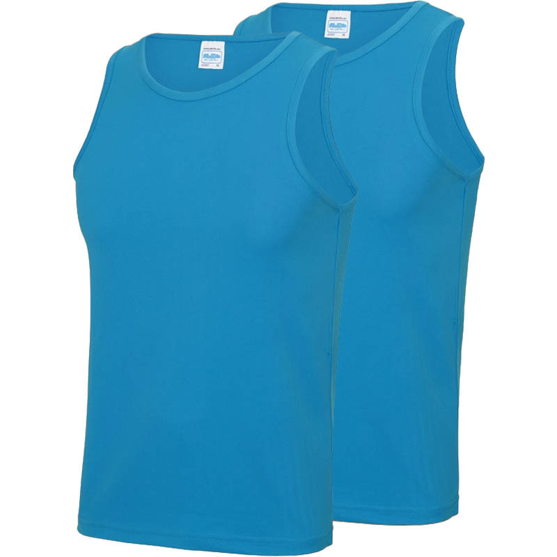 Multipack 2x maat xxl sportkleding sneldrogende mouwloze shirts blauw voor mannen heren
